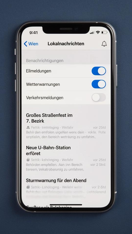 App-Vorschau: Österreichischer News-Feed mit Alert-Einstellungen
